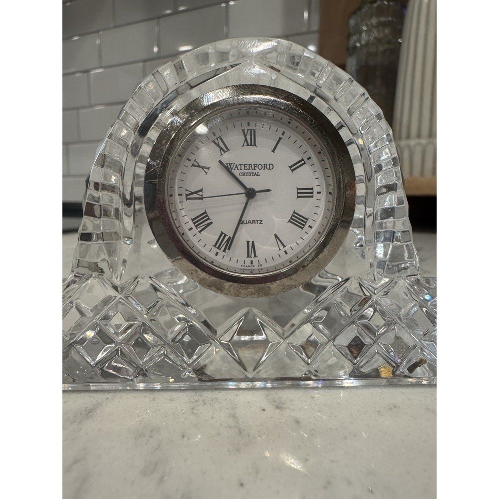 Waterford Crystal Quartz Mantel Or Desk Cloc Lismore Collection 8.5
